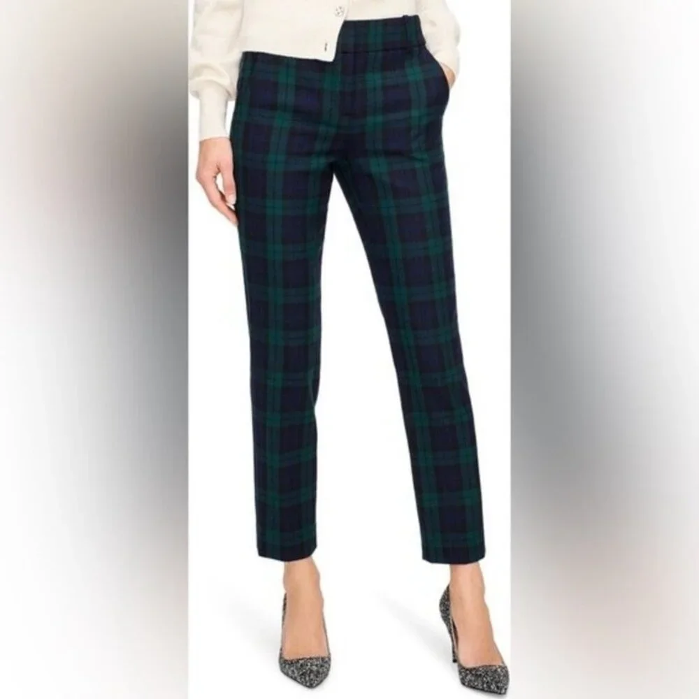 J. CREW‎ Women's EUC Cameron Black Watch Tartan Plaid Wool Crop Pant | Size 14